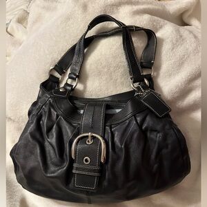 Elegant Black Leather Coach Handbag